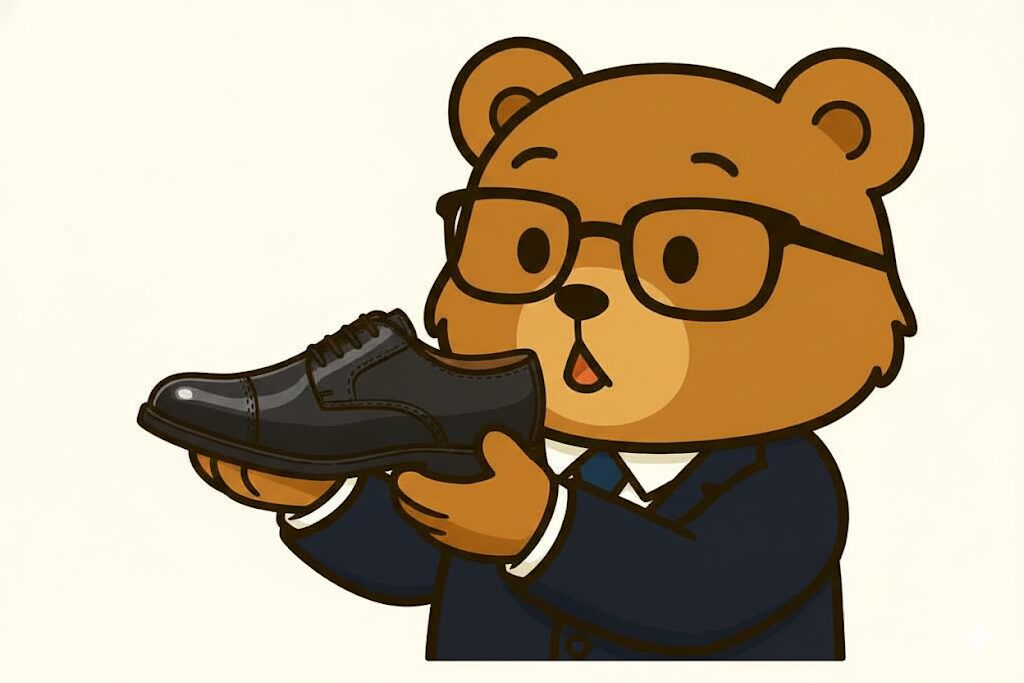 靴を眺めるくまを