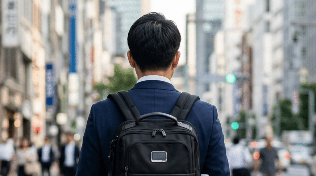 リュックを背負ったビジネスマン