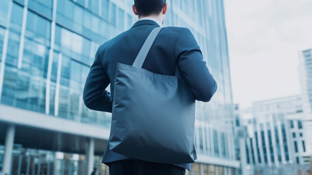 トートバッグを持ったビジネスマン