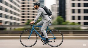 自転車通勤するビジネスマン