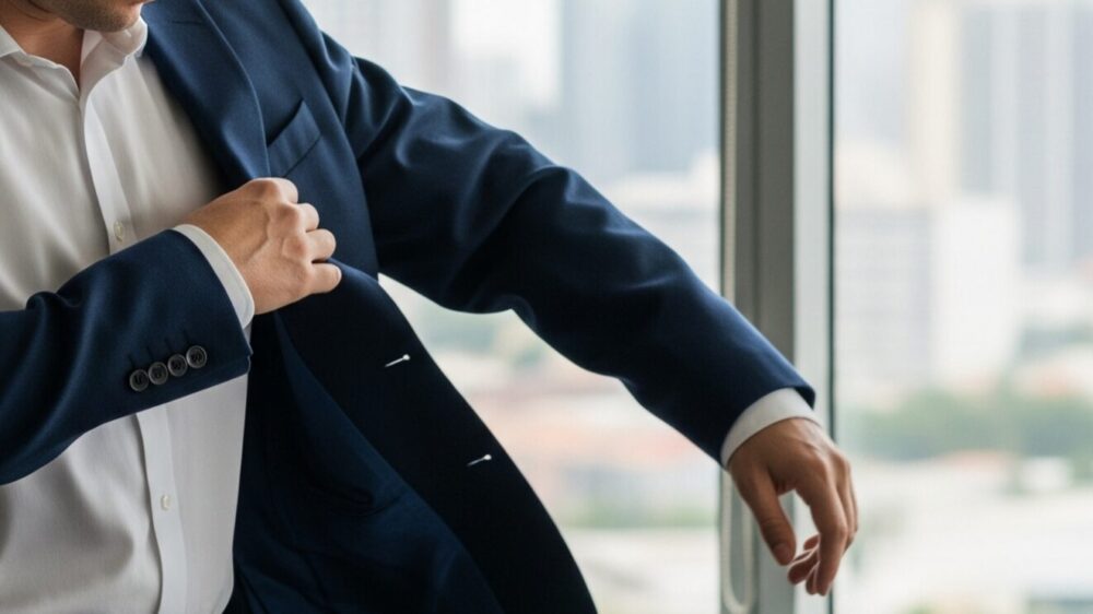 スーツを着用する男性