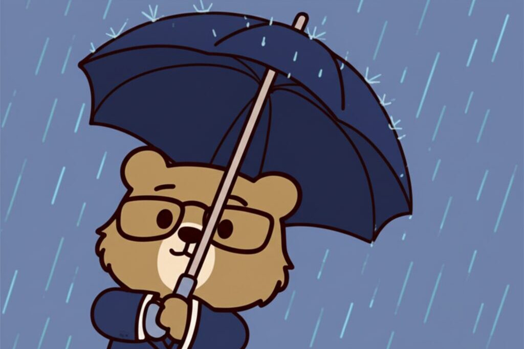 傘をさすくまを2