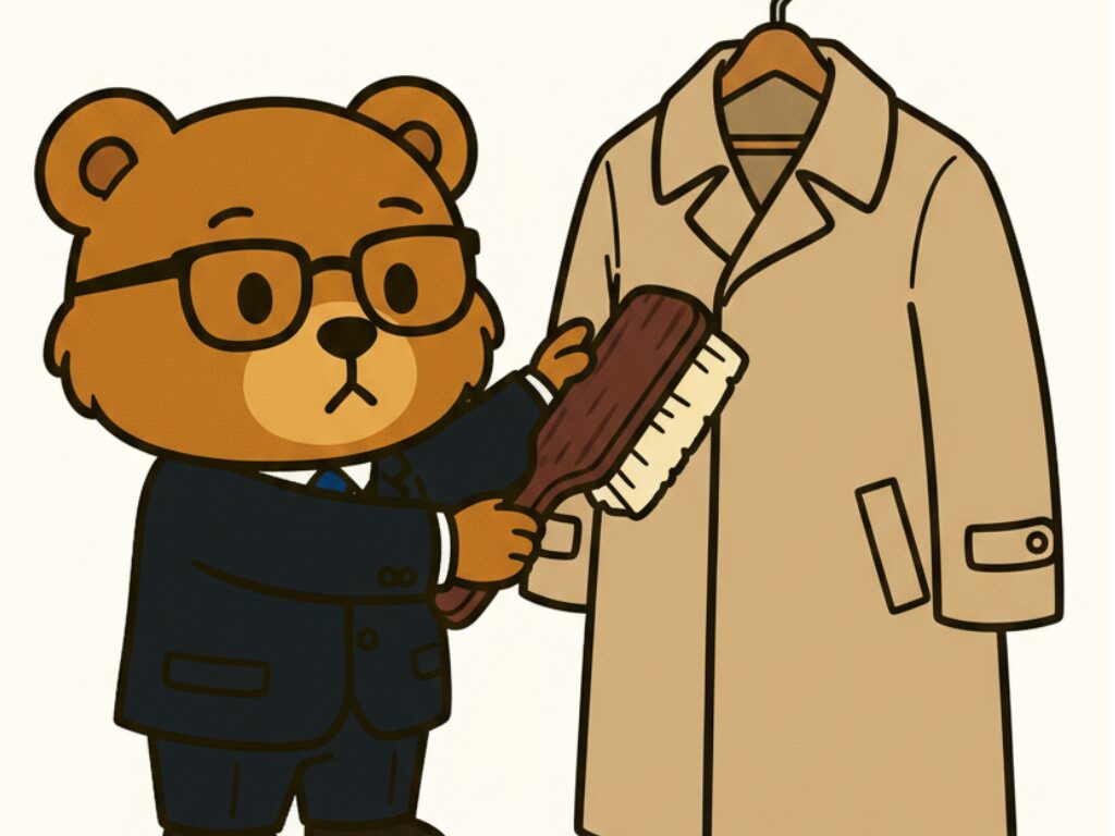 コートにブラシをかけている